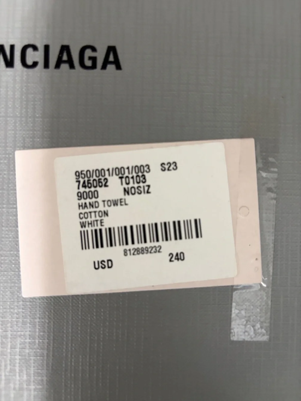 Balenciaga White Embossed Logo Cotton Hand Towel
